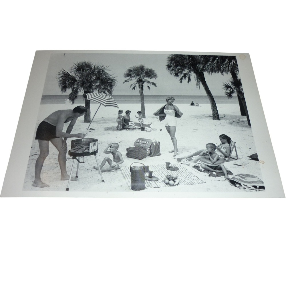 1958 Longboat Key Florida Beach BBQ Postcard Joe Steinmetz Harvard Archive